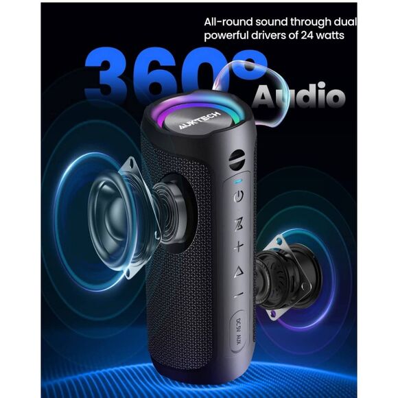 Portable Waterproof Bluetooth Speaker 100ft 24W Stereo LED Bass Boost - Picture 3 of 11